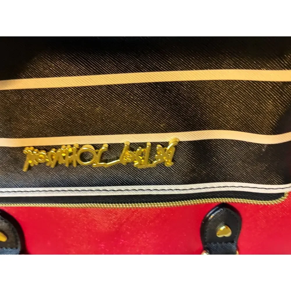 Betsey Johnson Red Black Double Handle Shoulder Bag Purse